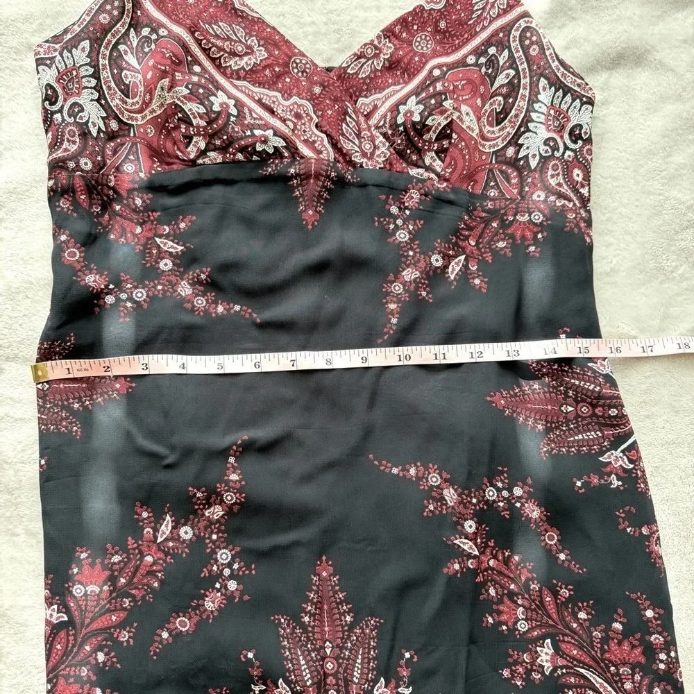 Vintage 90s Slip Dress Paisley Burgundy Grunge Y2K Spaghetti Strap - Picture 11 of 14